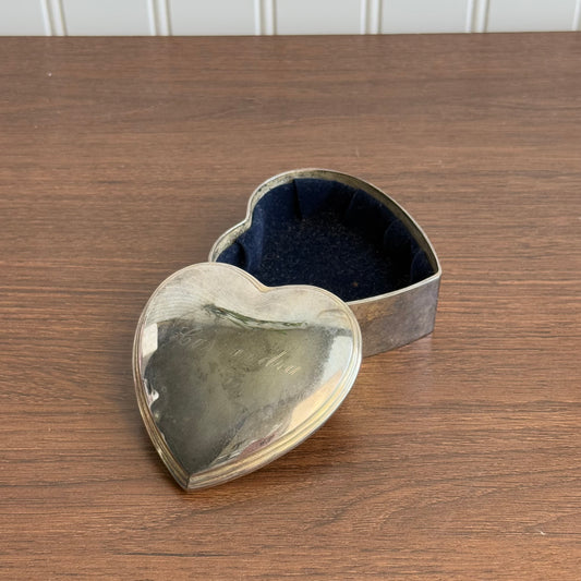 Silver Plated Heart Shaped Jewelry Box engraved Casandra