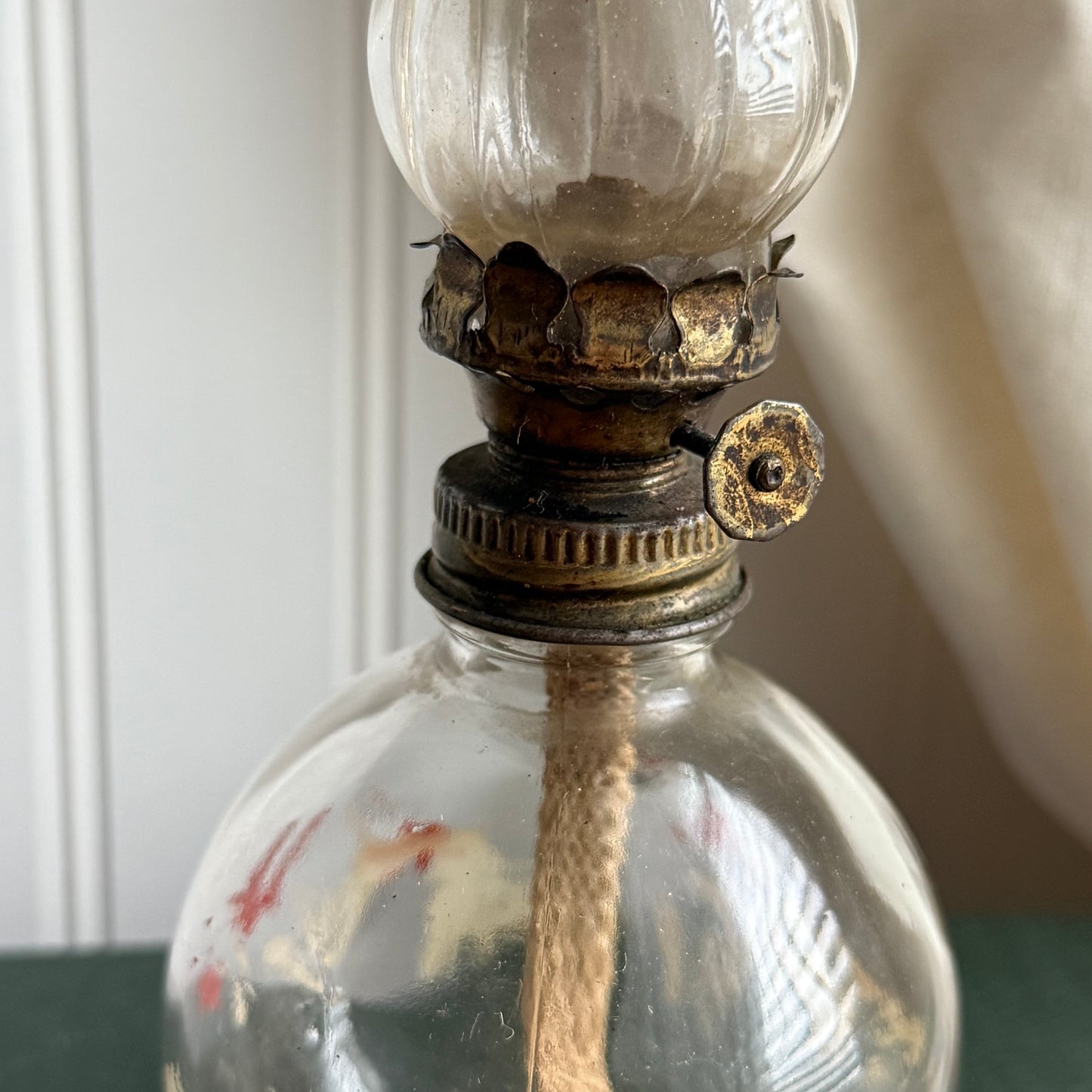 Vintage Miniature Mini Oil Lamp Clear Glass