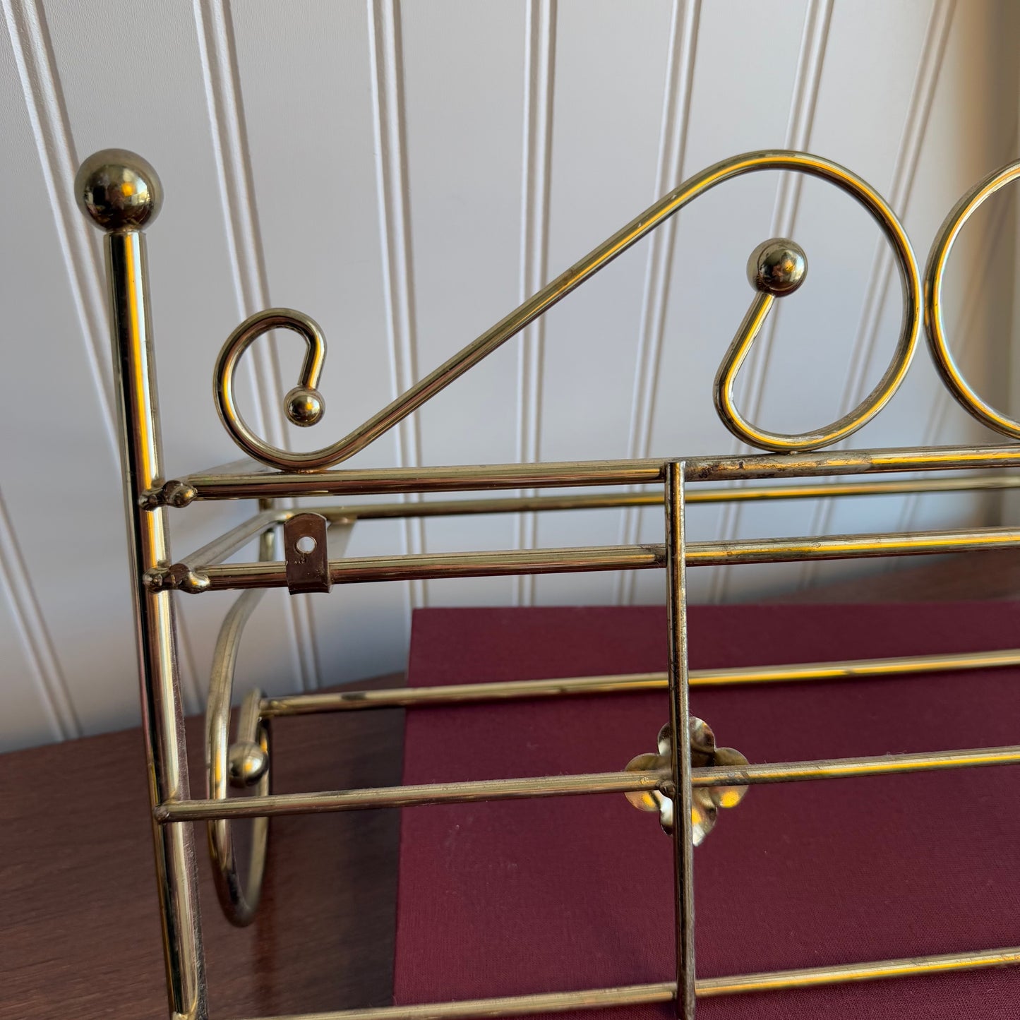 Vintage Metal & Glass Wall Mount Shelf & Bath Towel Bar