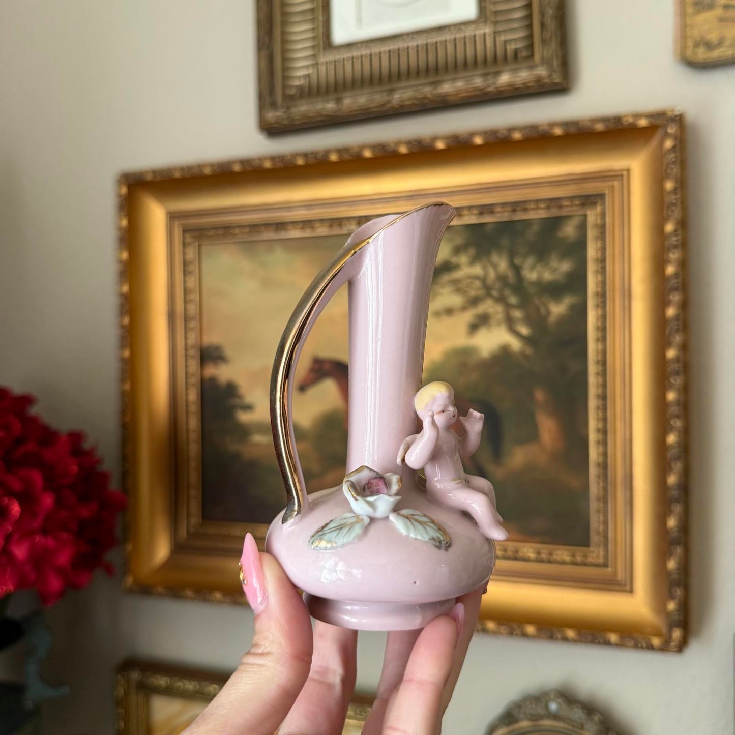 Vintage Purple Cherub Vase