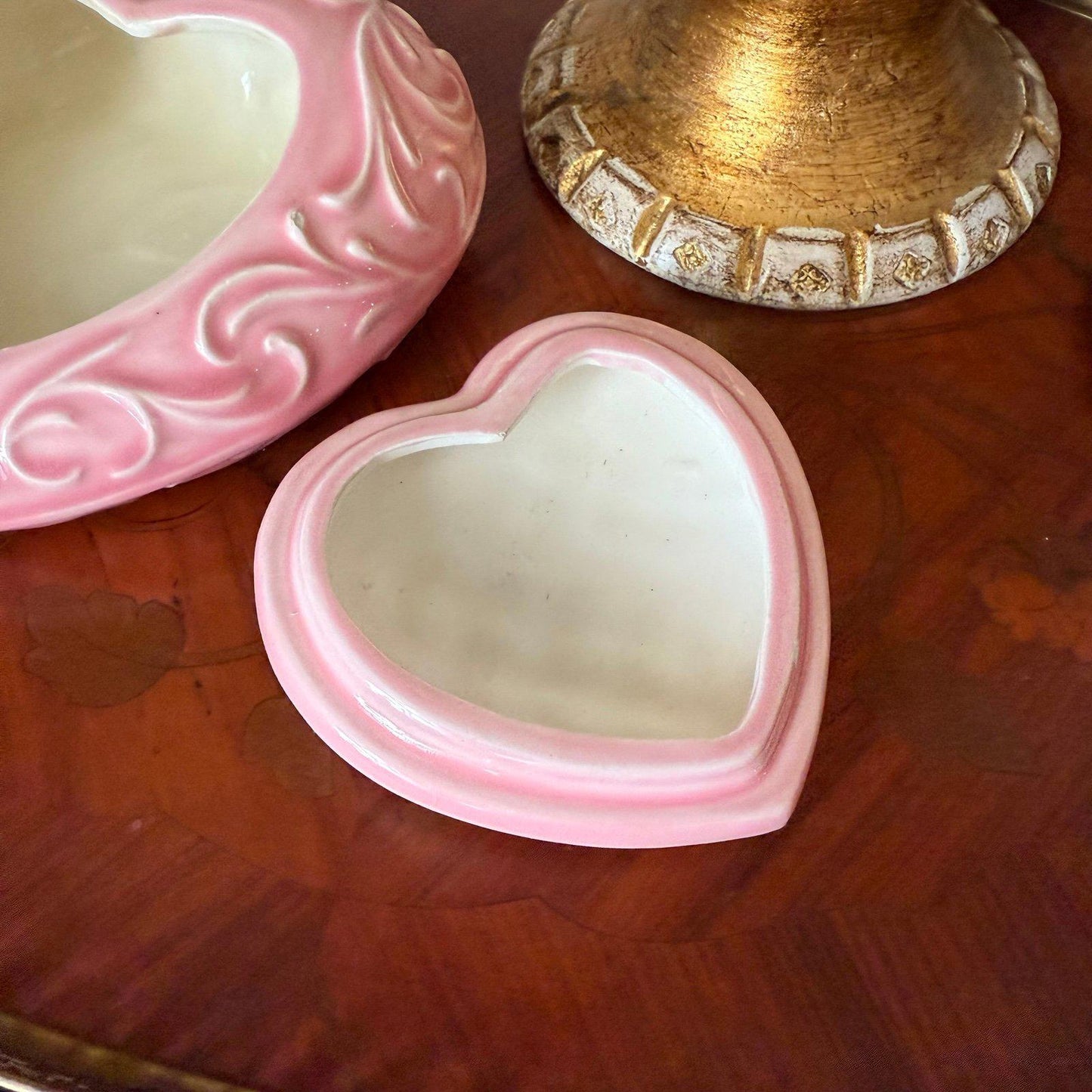 Vintage 1976 Arnels Quilted Pink ceramic Glazed Heart Box