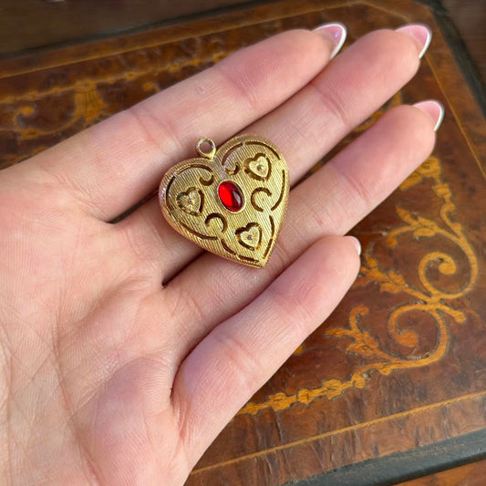 Vintage Gold Tone Heart Shaped Pendant