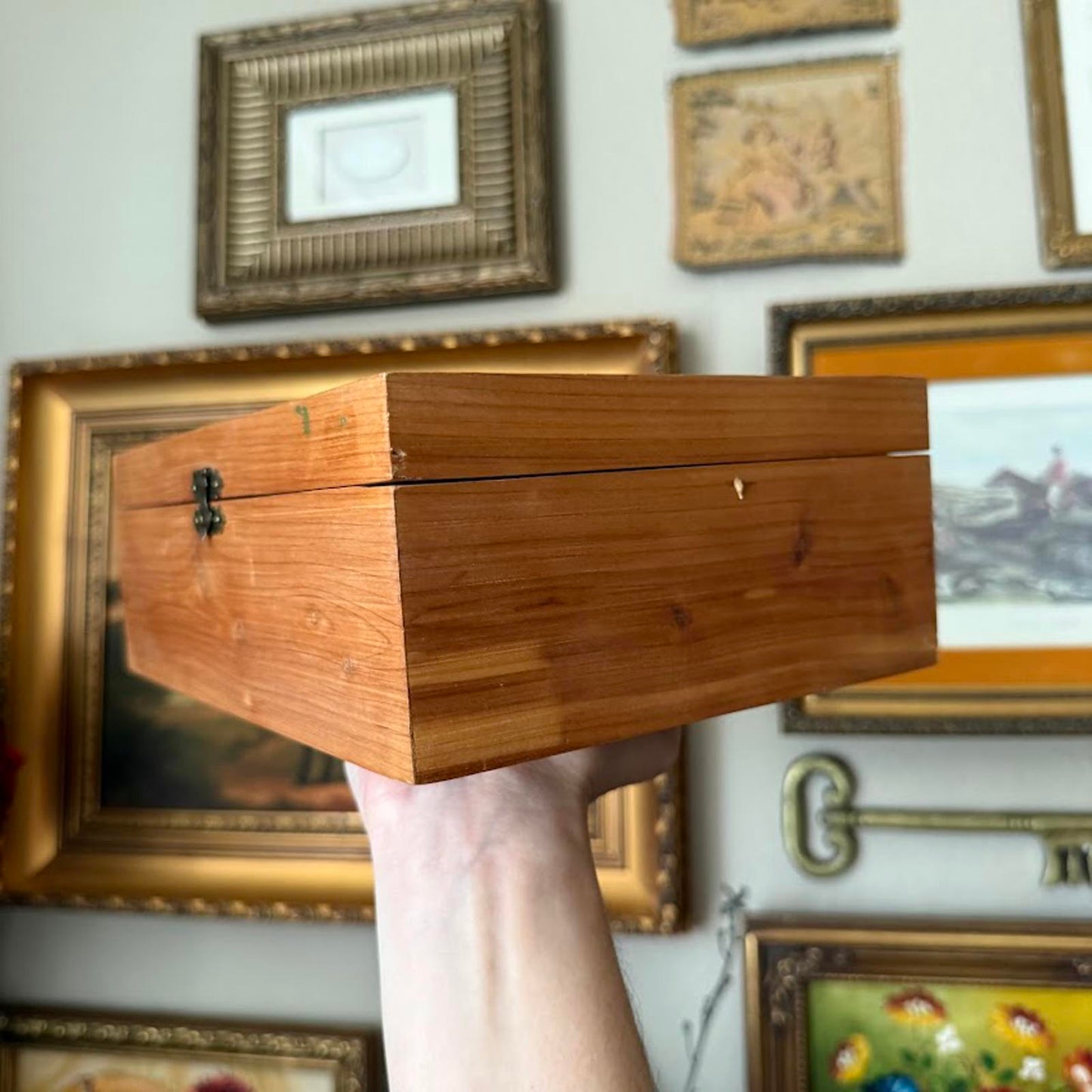 Vintage Handmade Wooden Tile Box