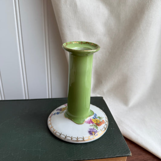 Vintage Porcelain Floral Pillar Candle Holders Slovakia