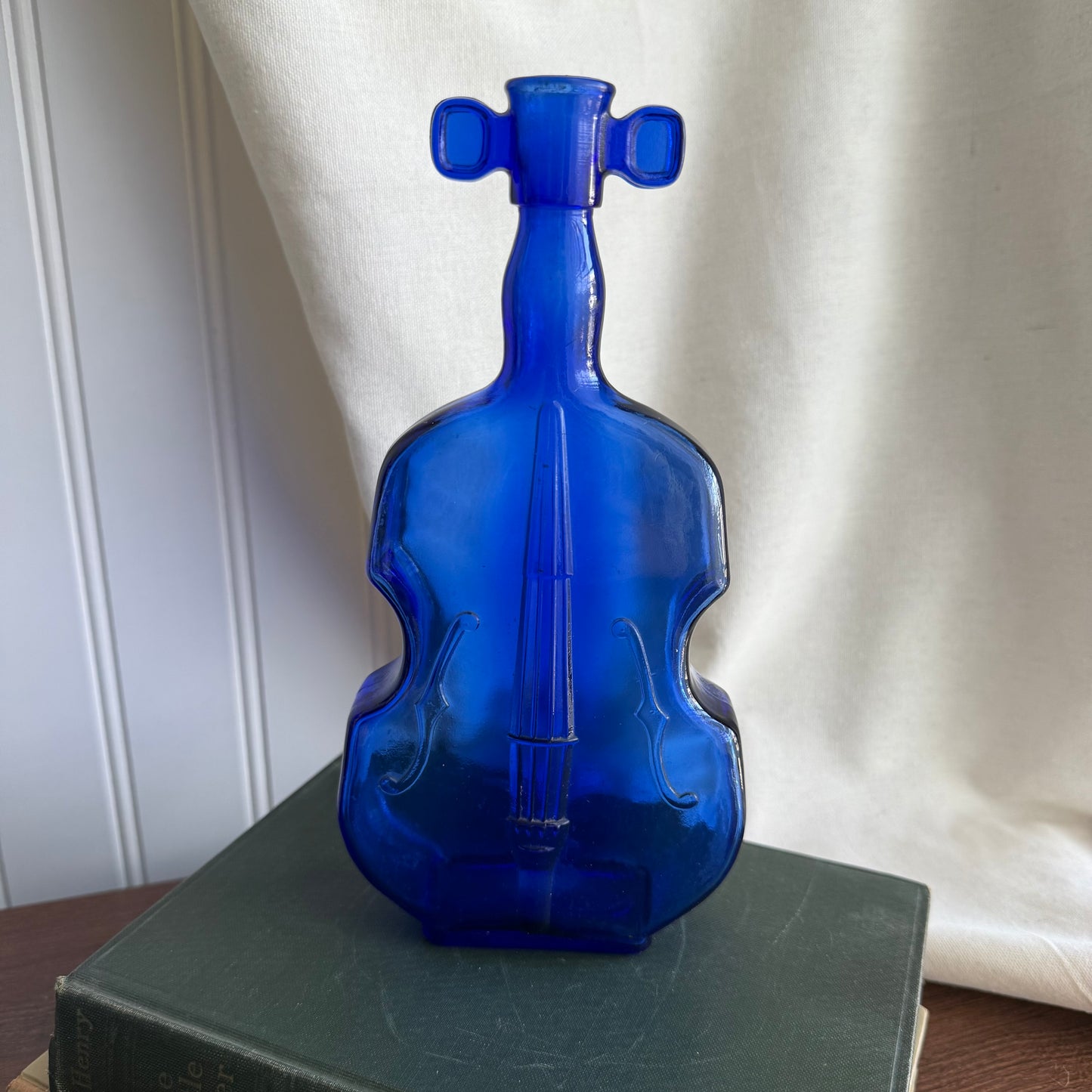 Cobalt Blue Glass Violin Bottle