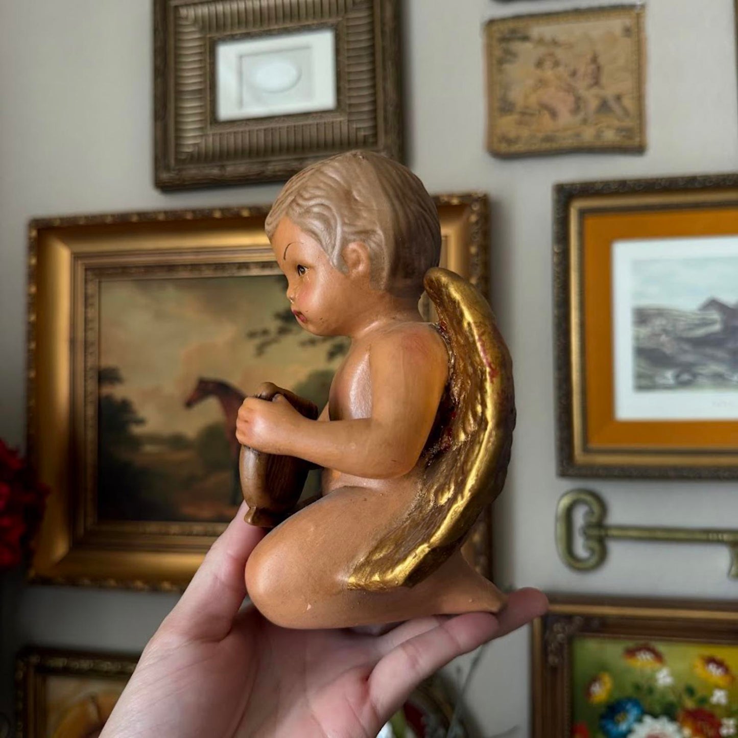 Vintage Hand-Painted Ceramic Cherub