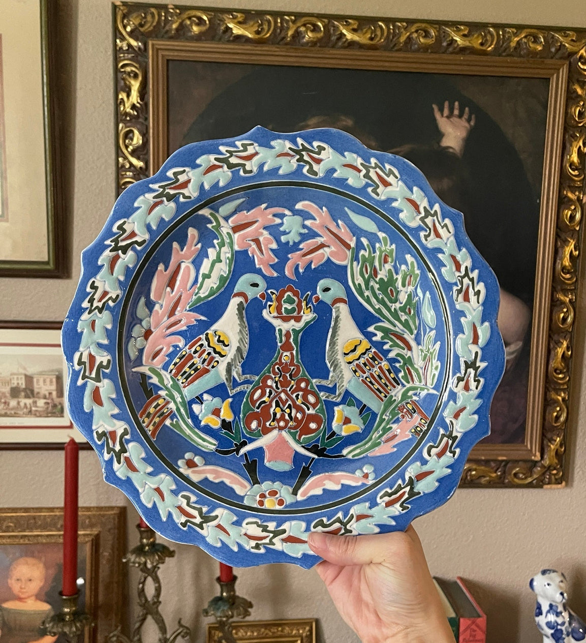 Vintage Turkish ceramic hand painted plate
