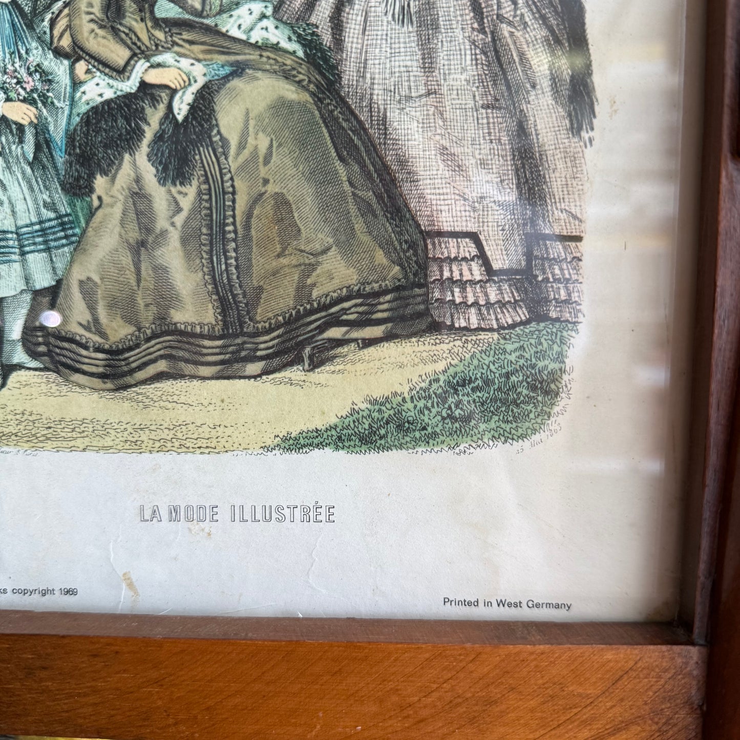 Vintage currier and Ives Ladies Print Mirror Framed