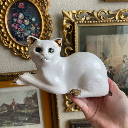 Vintage white ceramic cat porcelain figurine