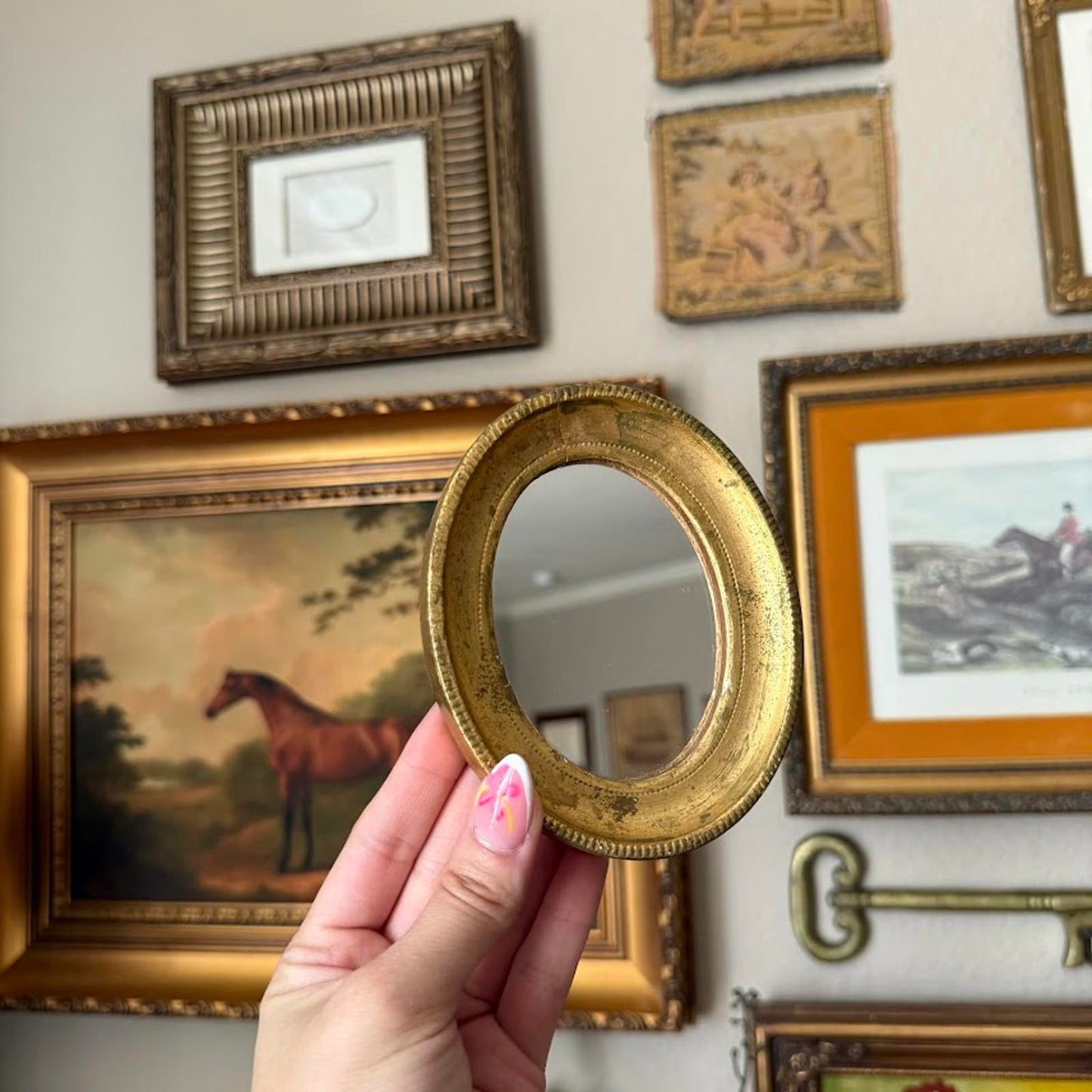 Vintage Gold Oval Mirror