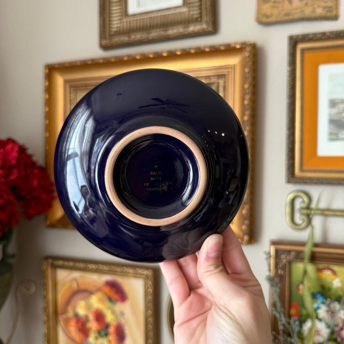 Vintage Courtship Cupid Cobalt Blue Ceramic Glazed Florentine Italy