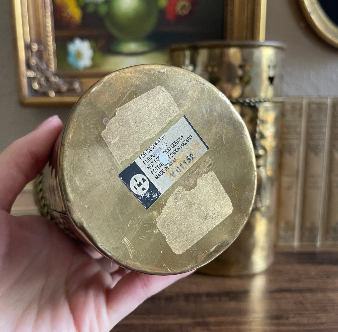 Vintage brass tin tassle canister set