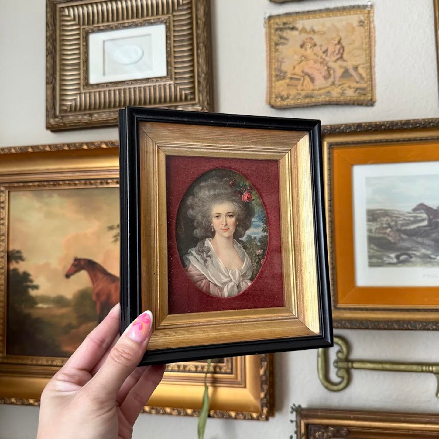 Vintage Portrait of a Woman in Black and Gold Frame