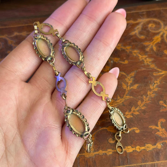 Vintage Cameo Bracelet  12KGE Gold Filled Carved Shell Bracelet