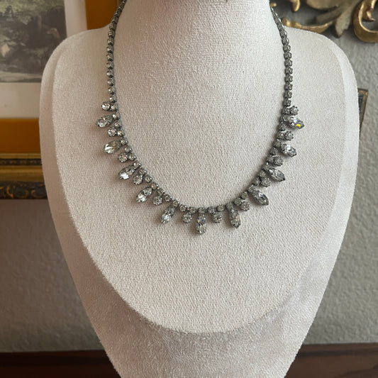 Vintage KRAMER Of New York Marquis and Round Rhinestones Choker Necklace