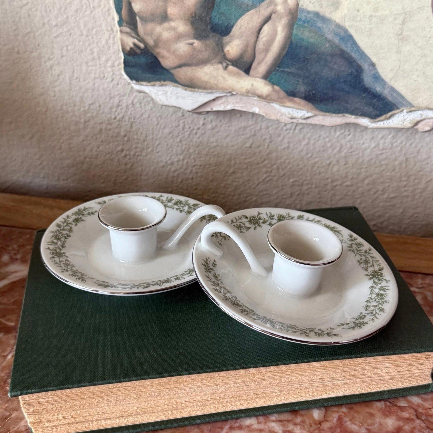 Vintage Mikasa Candle Holder Fine China Montclair Pattern set of 2