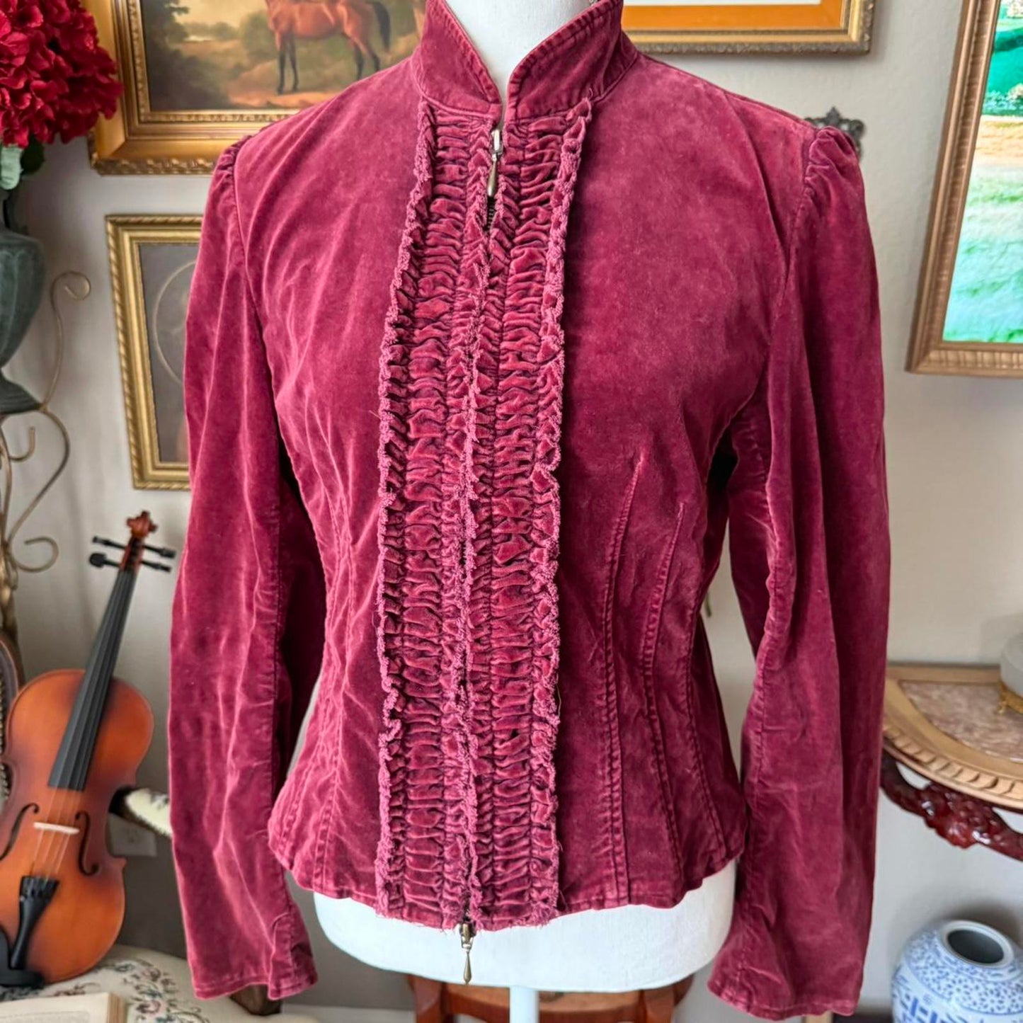 Express Women's Burgundy and Red Jacket