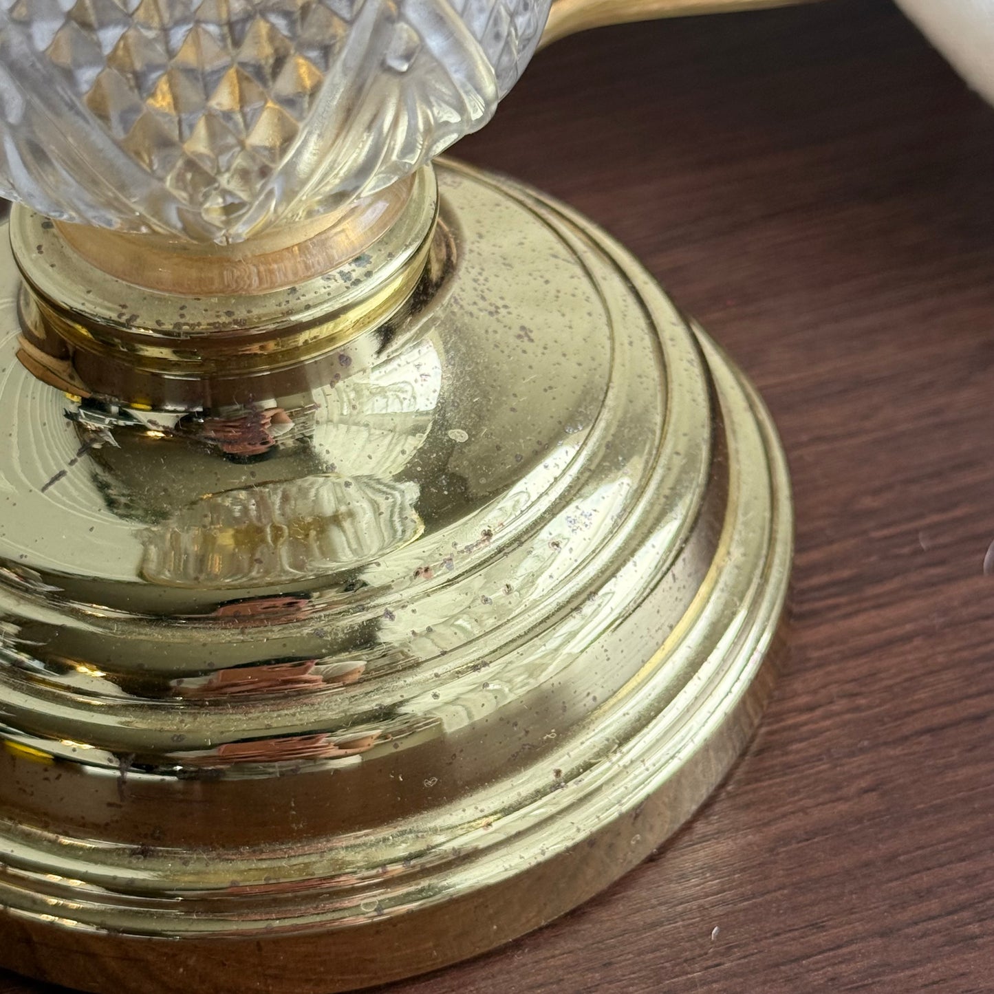 Small Brass and Glass Lamp with Shade