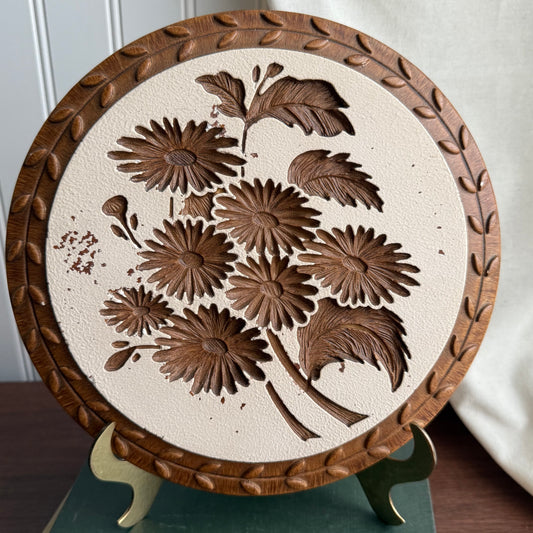 Vintage Plaster Chalkware Flower Plaque