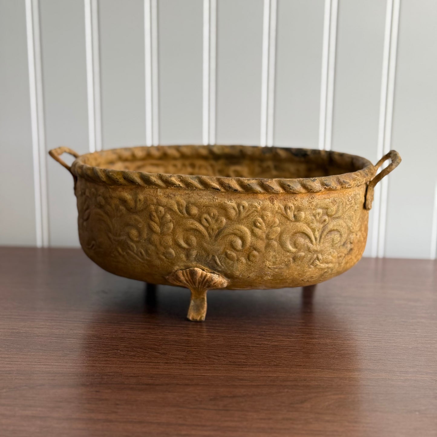 Vintage Rustic Metal Footed Planter