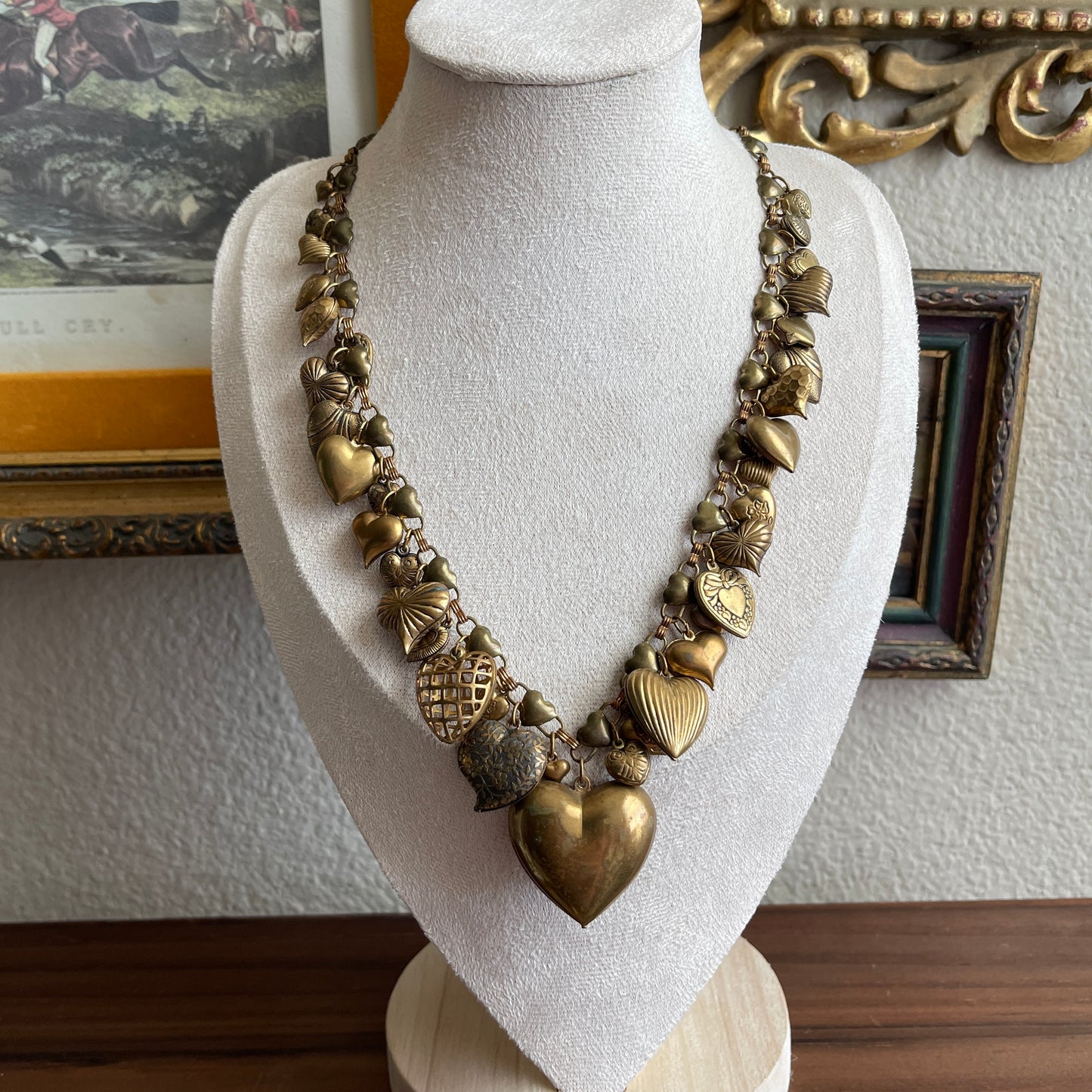 Vintage heart charms full necklace