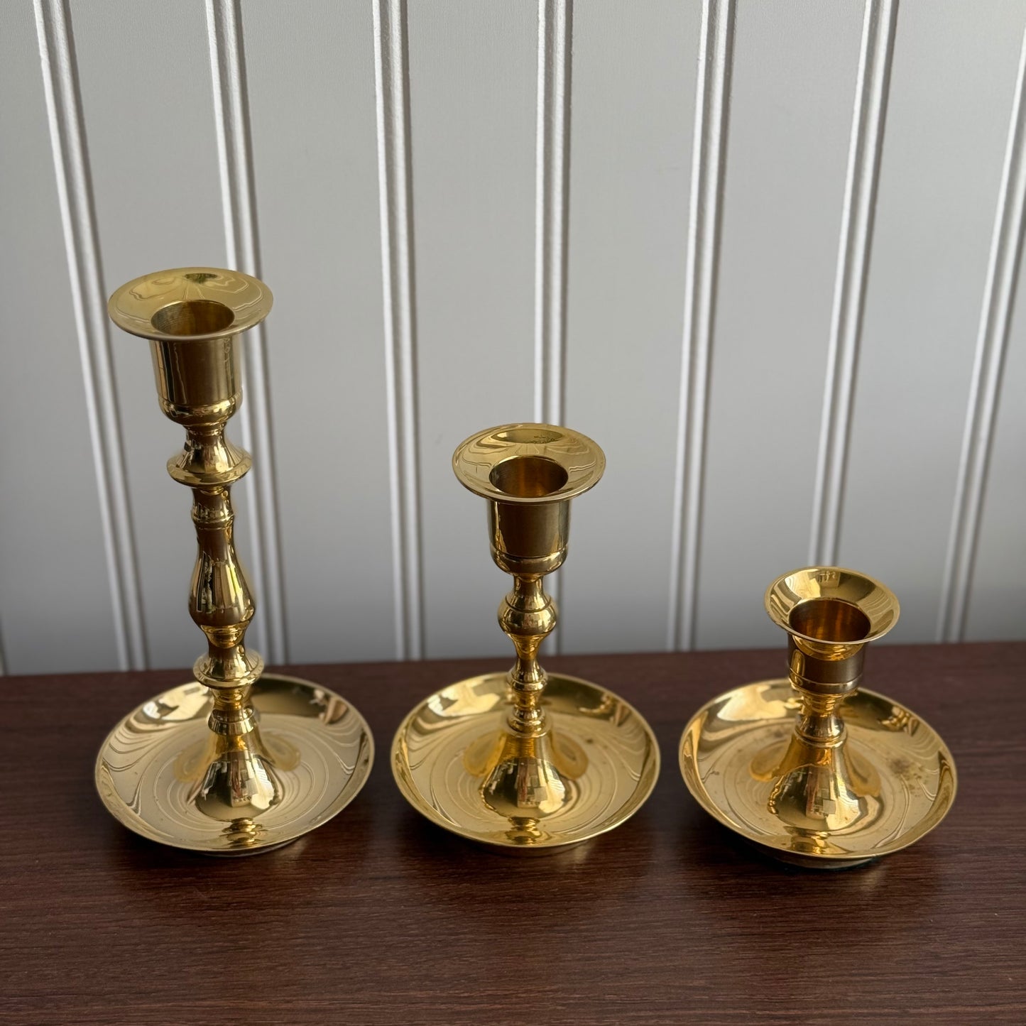 Set of 3 Gold candleholders Made in India