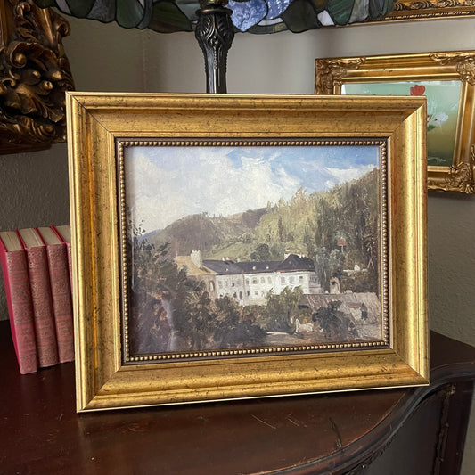 Vintage inspired House scenery art print framed Gallery Wall