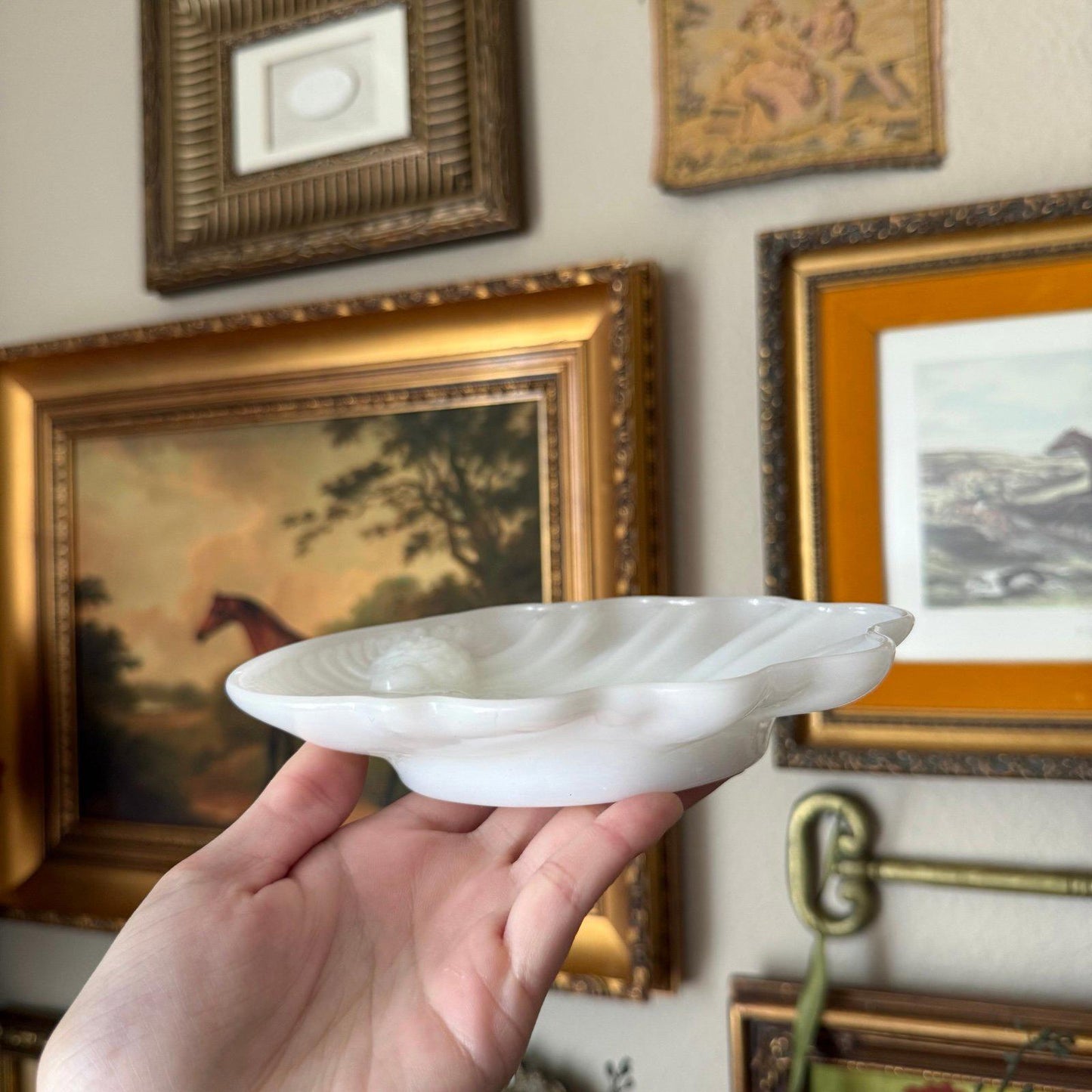 Vintage Avon Soap Dish with Angel Cherub White Milk Glass Heavenly Collection