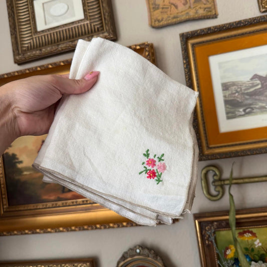 Vintage Floral Embroidered Napkins
