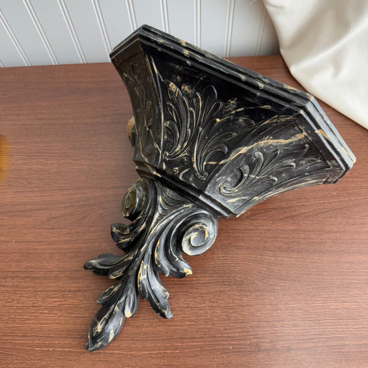 Homco Ornate black and gold pocket wall planter
