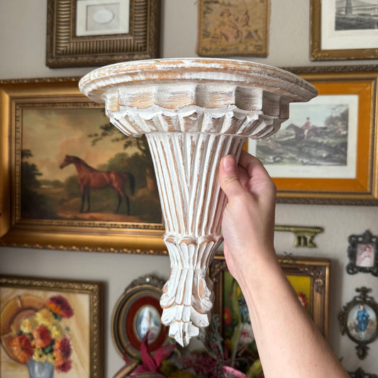 Vintage wood carved wall scone