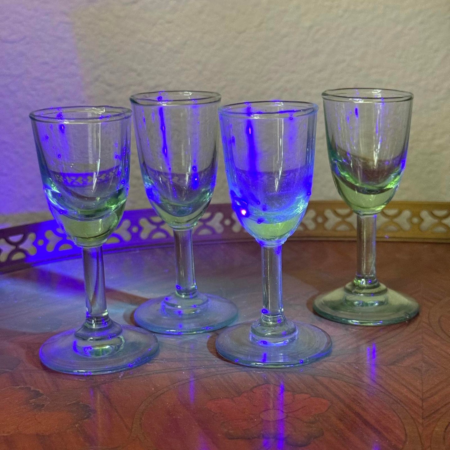 Vintage Mini Set of 4 Uranium Glass Cups