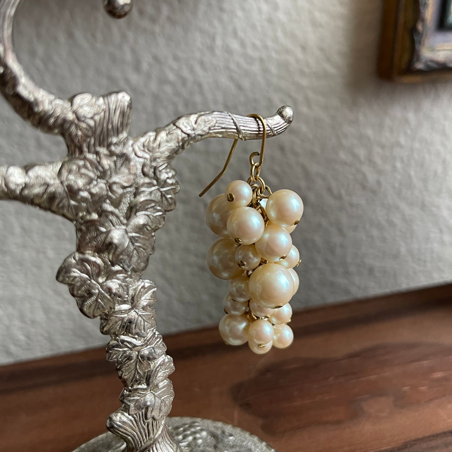 Vintage Monet grape cluster pearl earrings