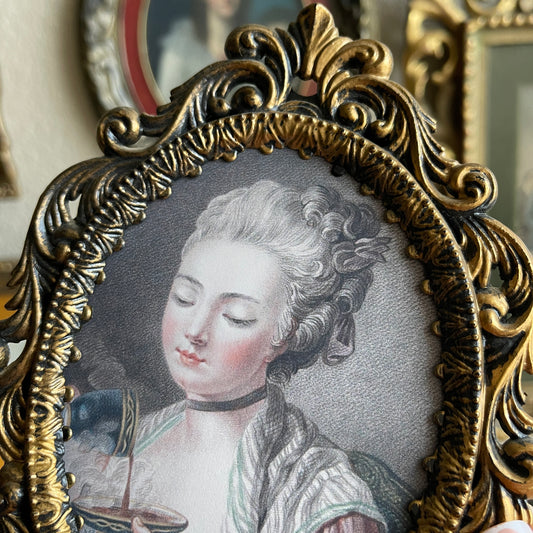 Vintage ornate gold tone Art print plastic frame