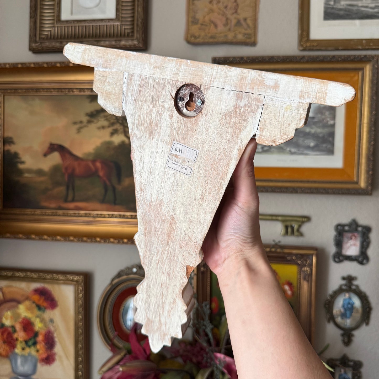 Vintage wood carved wall scone