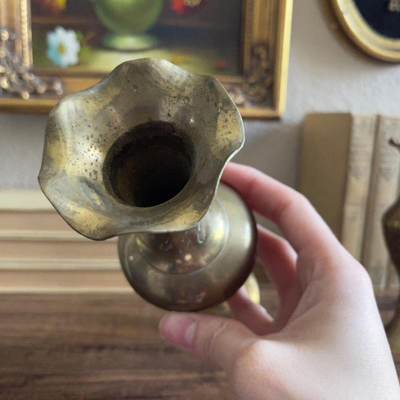 Vintage Brass Floral Vase Etched Ornate Design