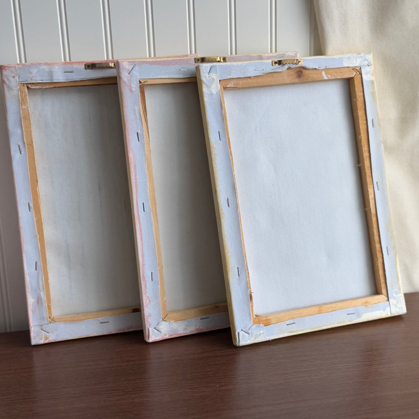 Set of 3 Handpaited Floral Canvas