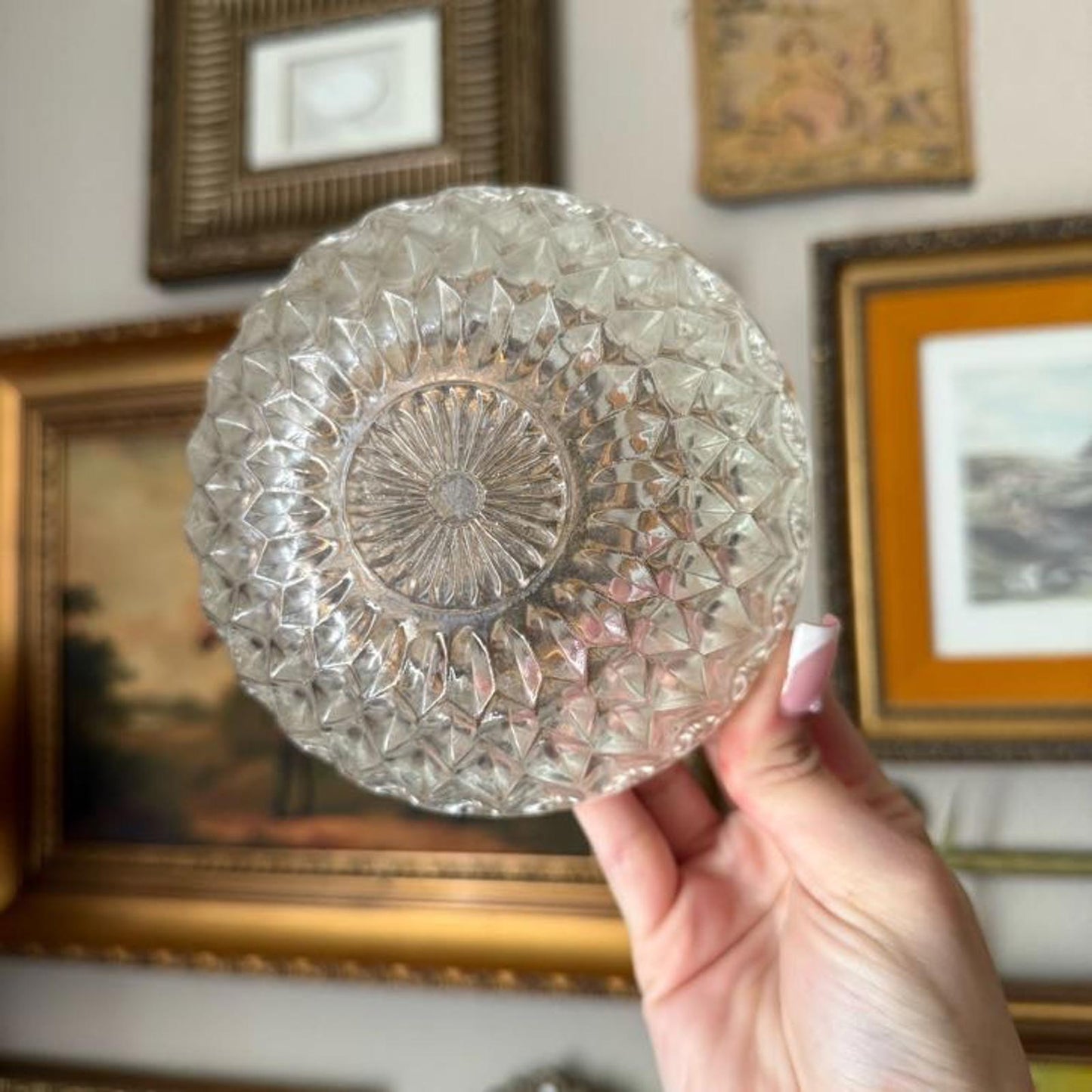 Vintage Two Piece Round Glass Candy Dish