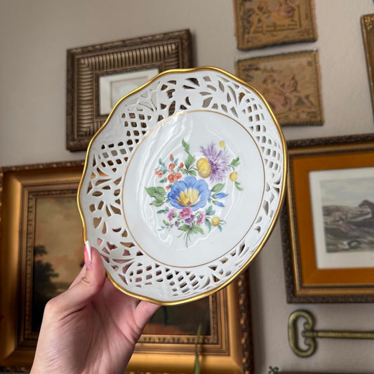 Vintage Floral Porcelain Dish