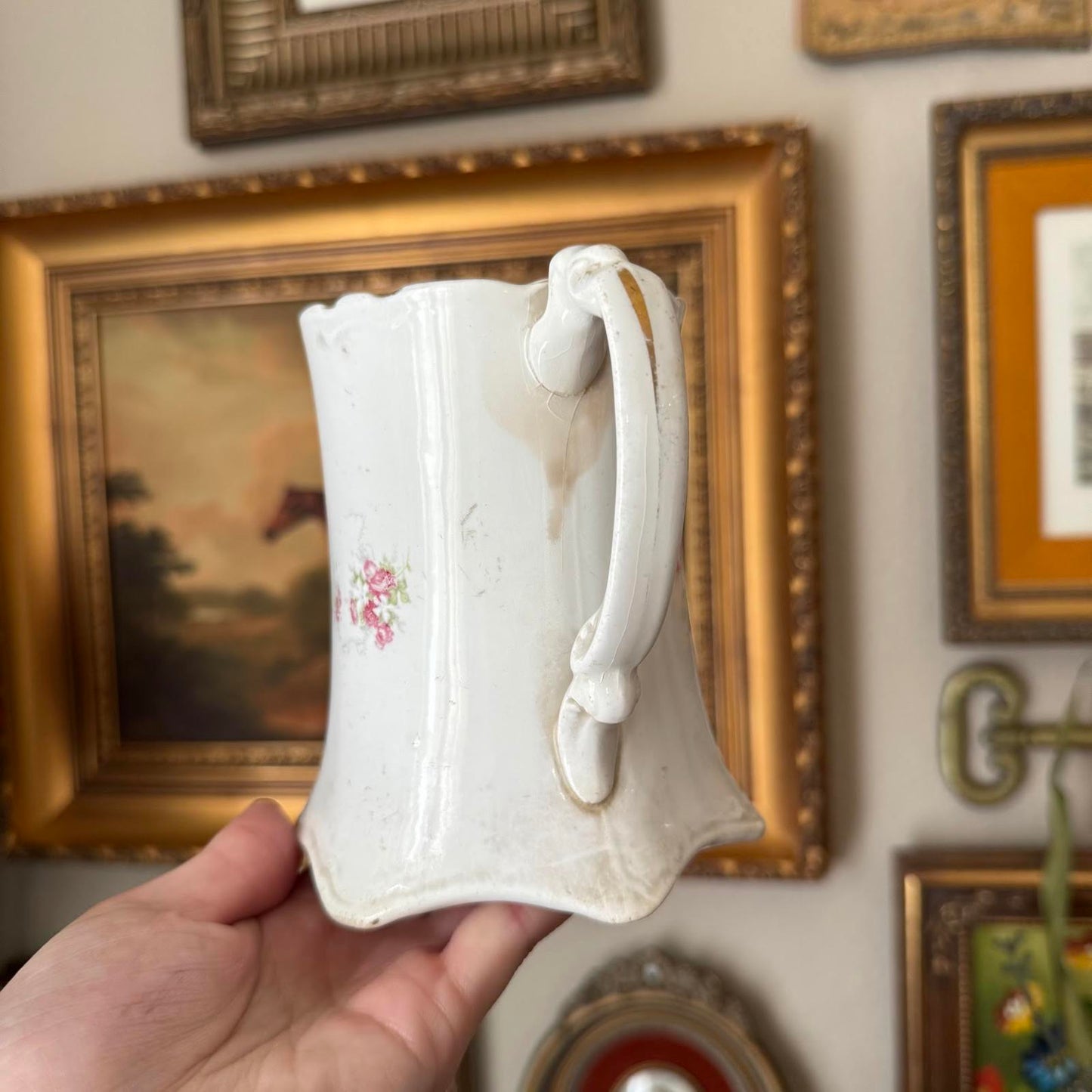 Vintage Hand-Painted Floral Pitcher