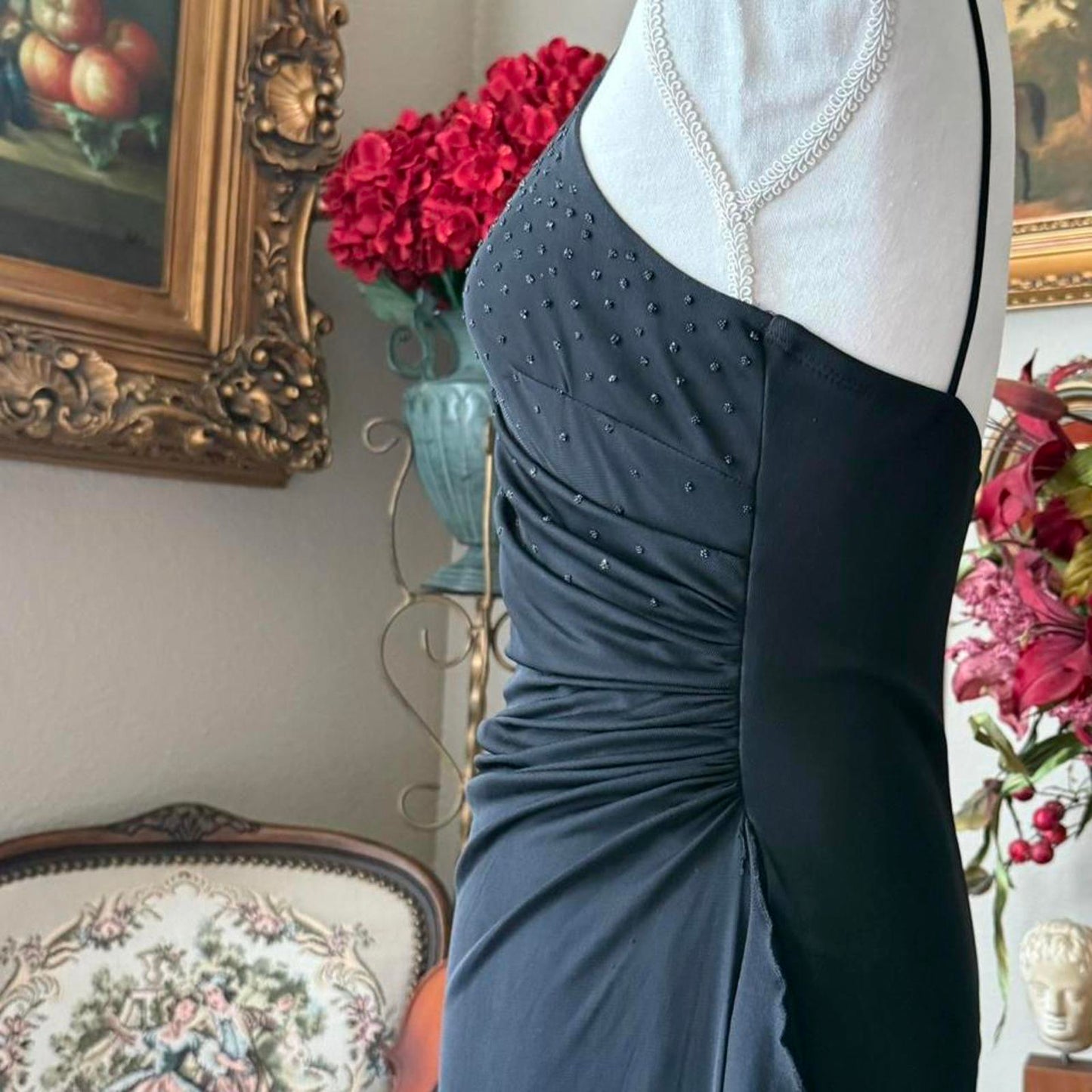 Rampage Black beaded maxi dress with adjustable straps