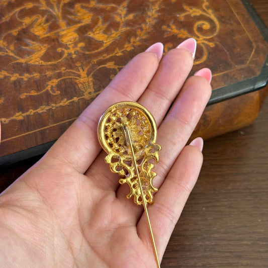 Vintage Gold and faux Pearl Stick/hat Pin