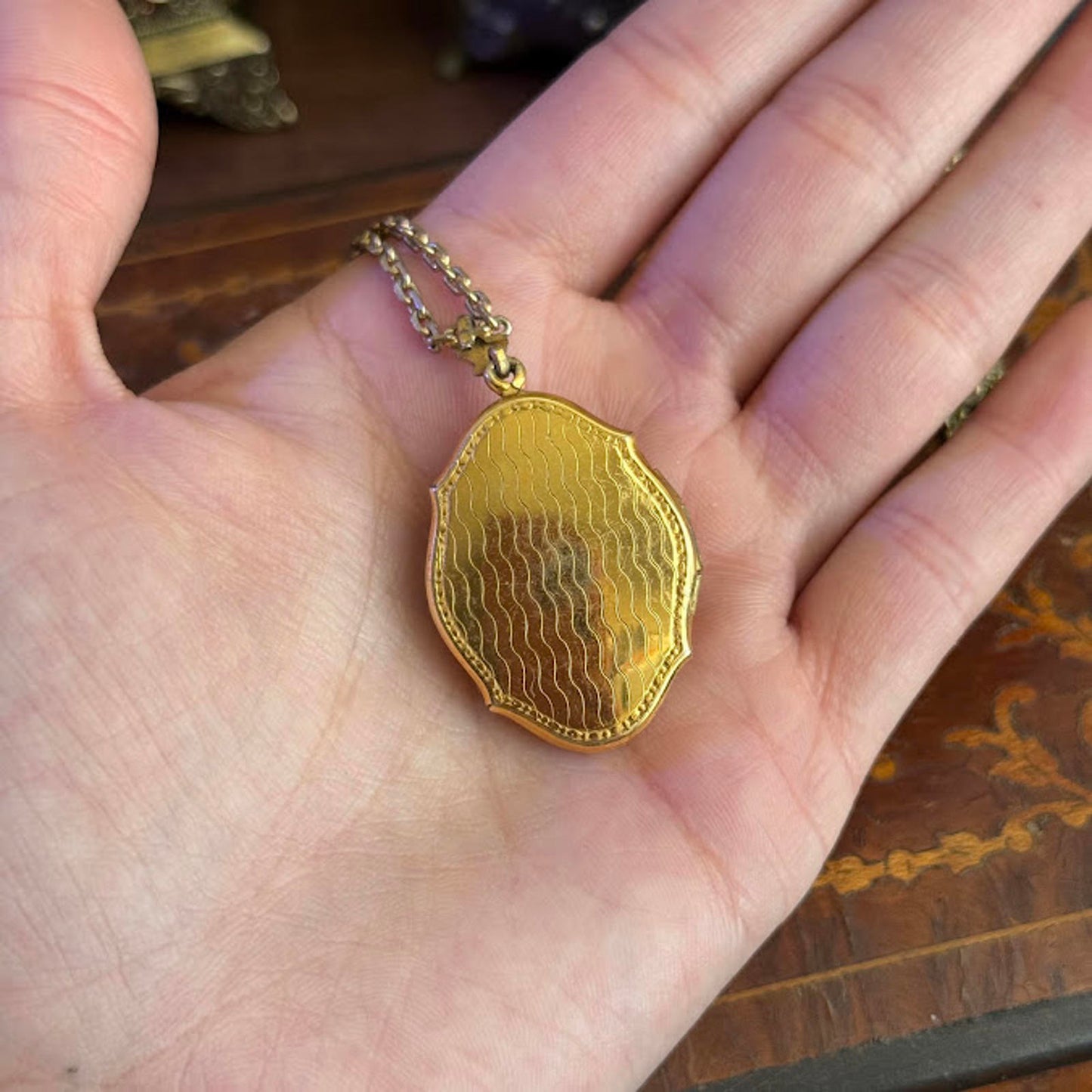 Vintage Antique shell cameo Locket necklace