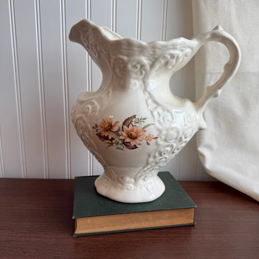 Porcelain flower Pitcher Jug in cream color