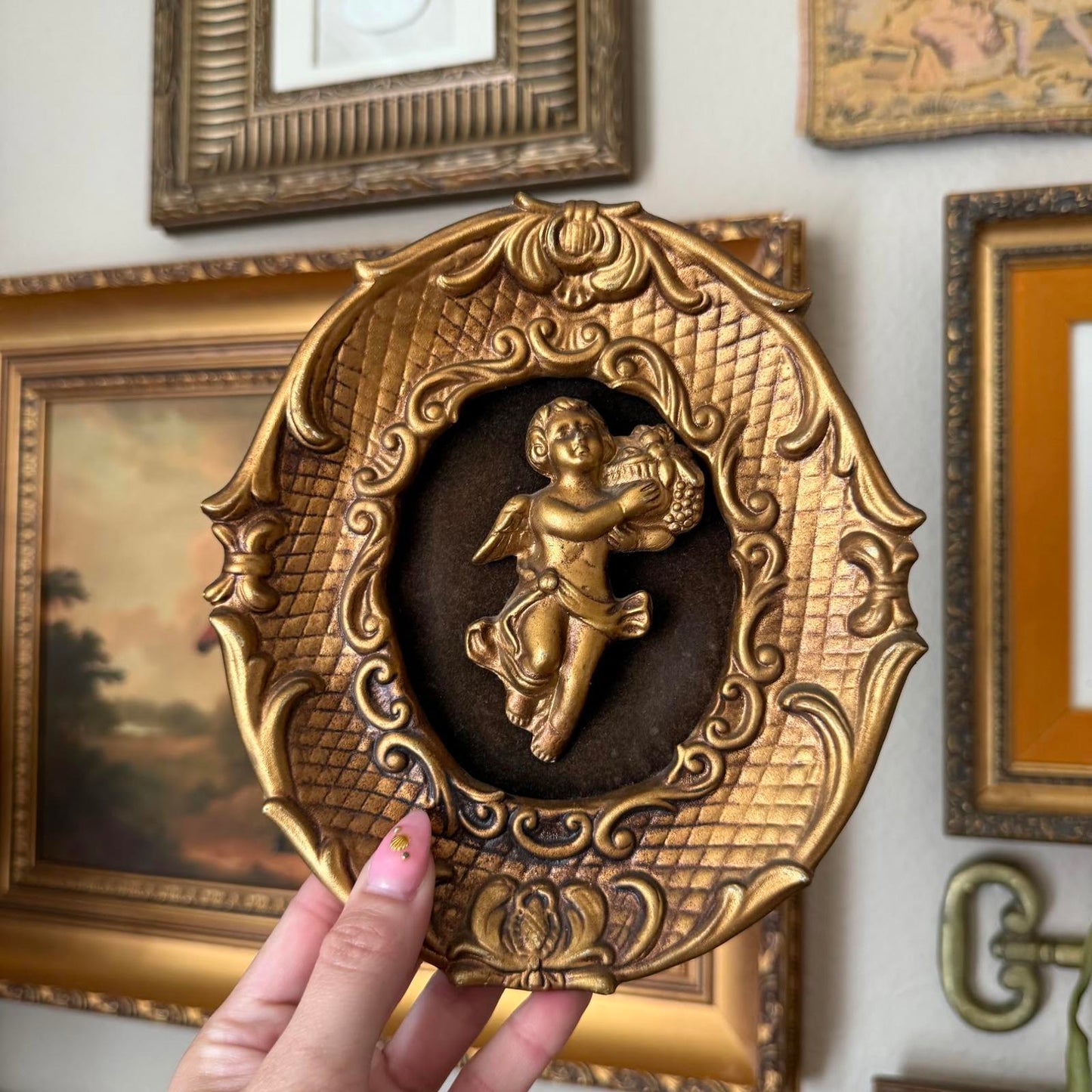 Vintage Gold Cherub Wall Plaques