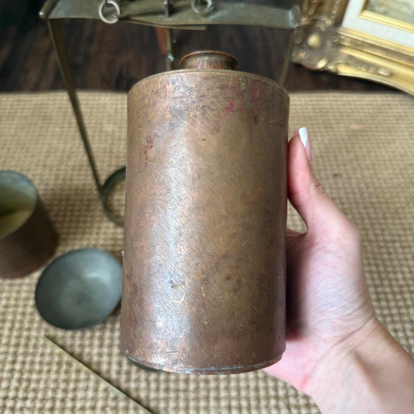 Vintage Brass Metal Canister Set
