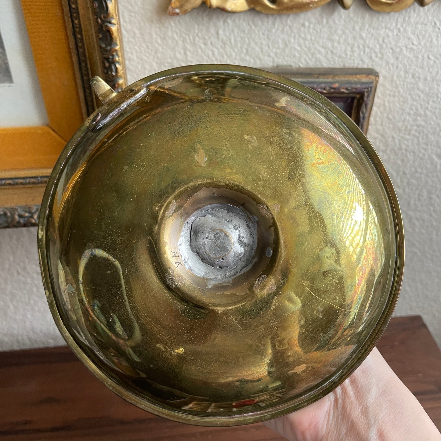 Vintage Brass Chamberstick Candlestick & Drip Pan