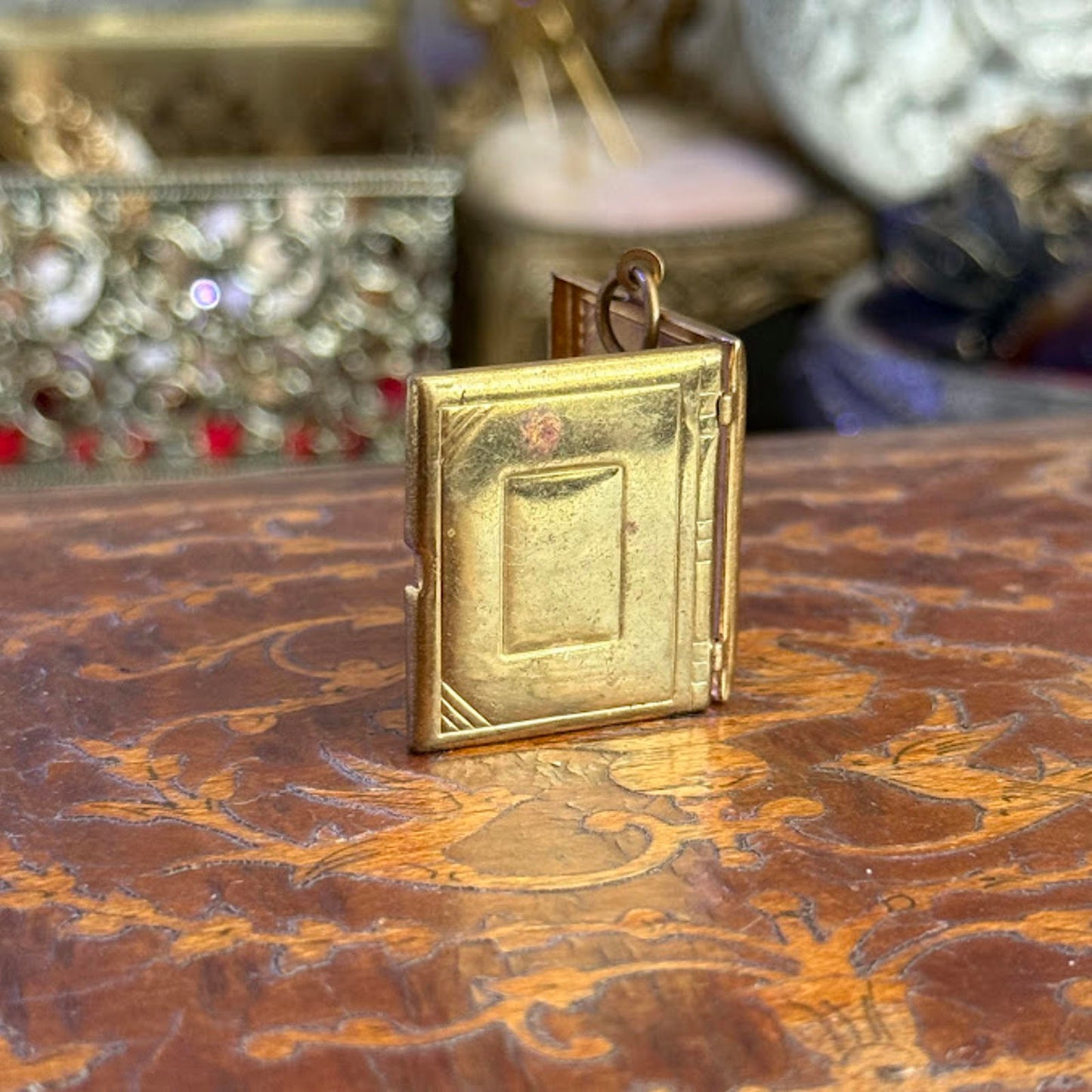 Vintage Gold Tone Book Locket Pendant