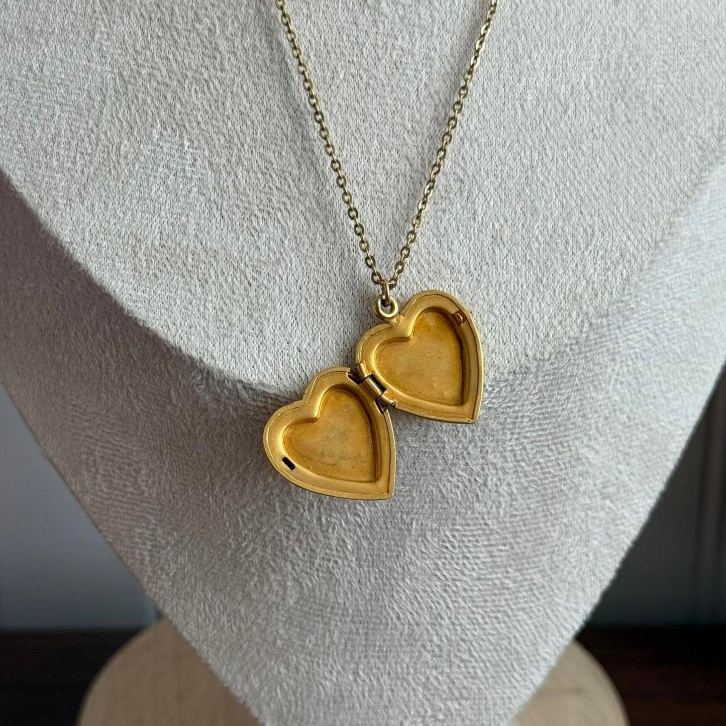 Vintage Gold heart locket necklace with a touch of whimsy
