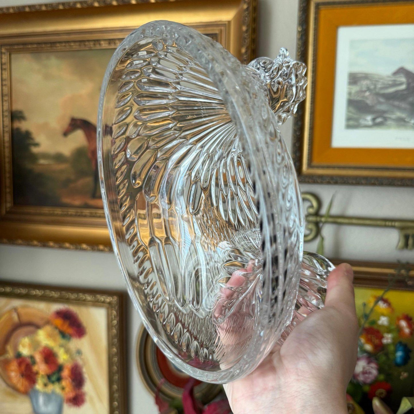 Vintage-Style Clear Glass Hen on Nest Dish Chicken Covered Candy Dish